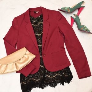 Maroon cropped blazer H&M US2 XS